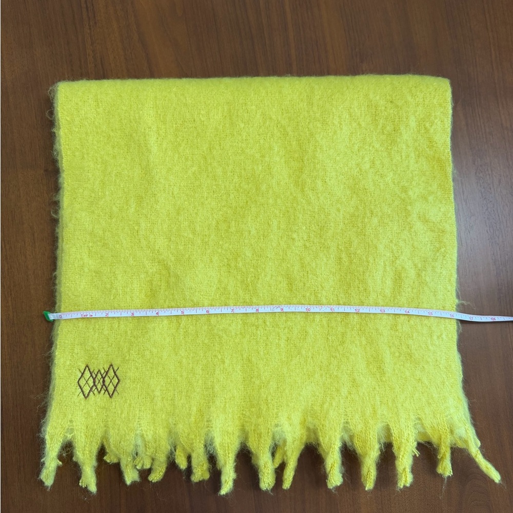 Zara Fringed Mohair Scarf Bright Yellow